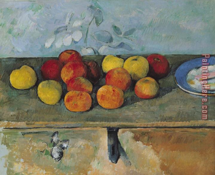 Paul Cezanne Still life of apples and biscuits
